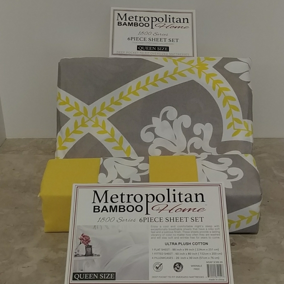 Metropolitan Bamboo Fleur Print Queen She… - Picture 6 of 12